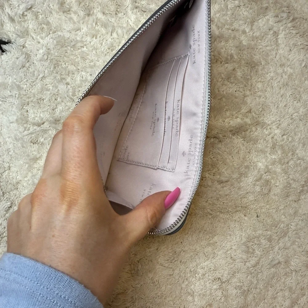 Kate Spade Metallic Medium Zip Wristlet Lunar Light